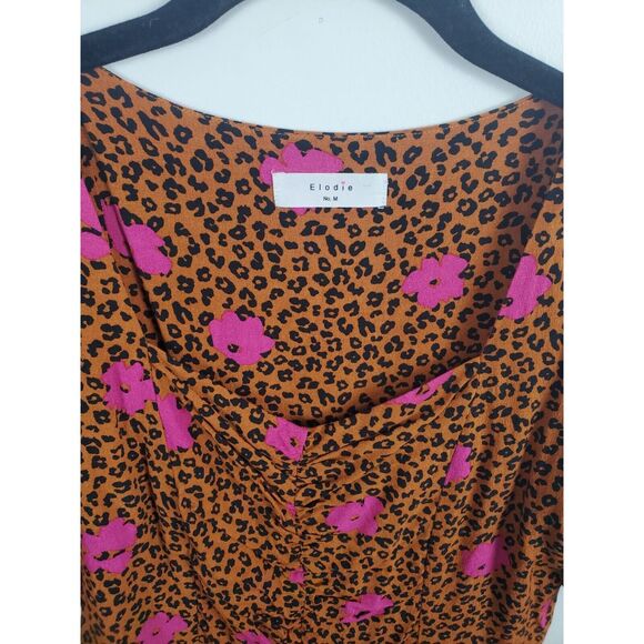 Elodie Blouse Medium Womens Crop Top Animal Print Purple Floral Print Square Nec - Picture 2 of 5